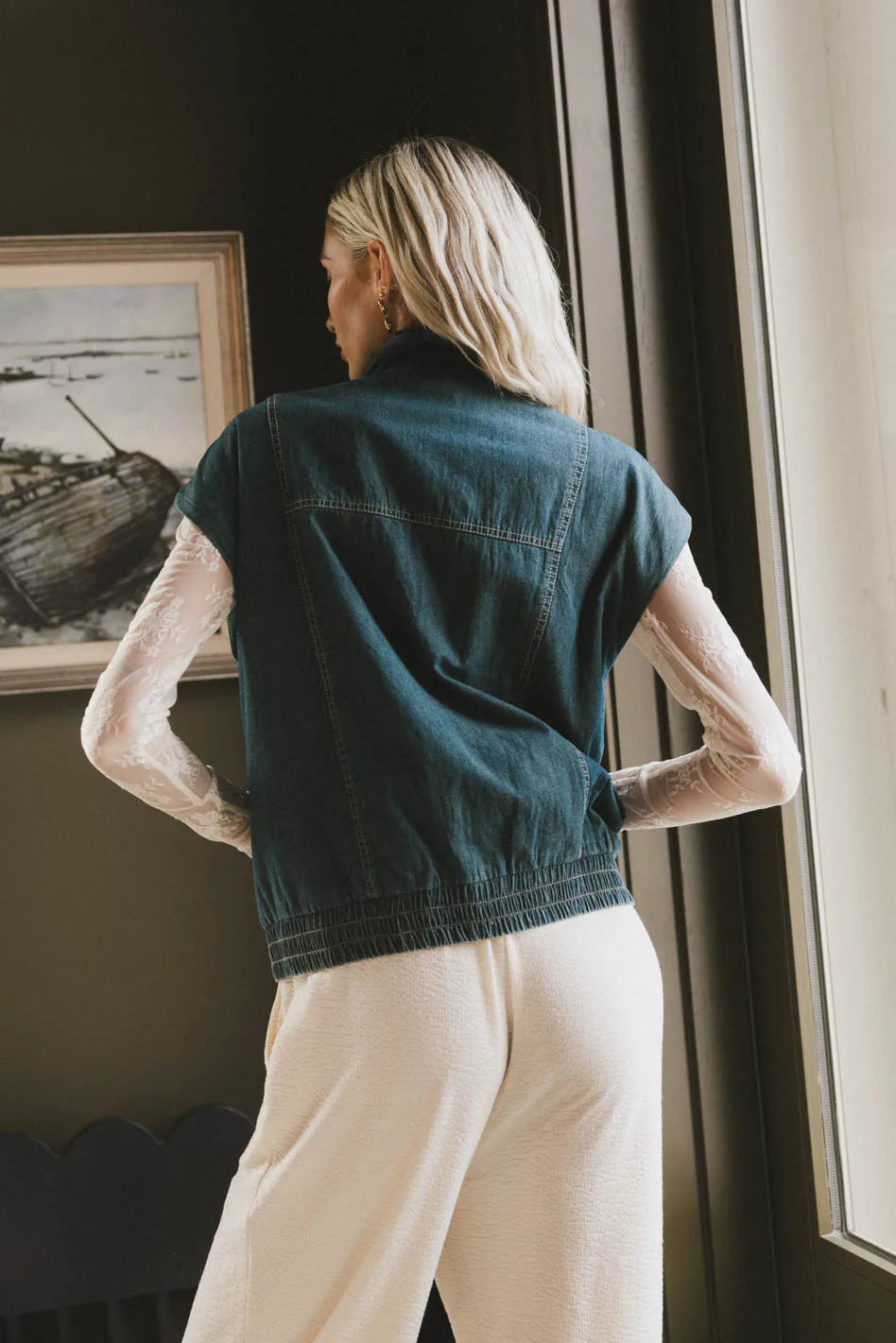 Larkin Denim Vest for Women & Men - Stylish Distressed Denim Jacket with Pockets | Perfect for Casual Outfits, Layering, and Outdoor Adventures