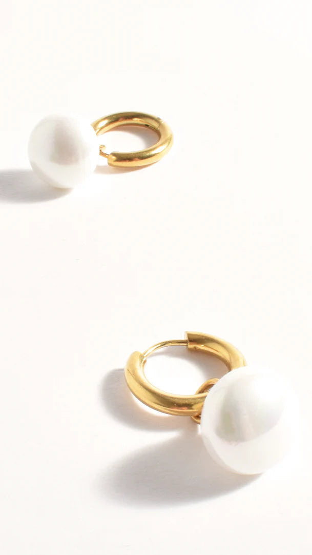 Gold Pearl Mini Hoop Earrings - Elegant Dainty Drop Earrings for Women | Perfect for Everyday Wear, Office & Special Occasions