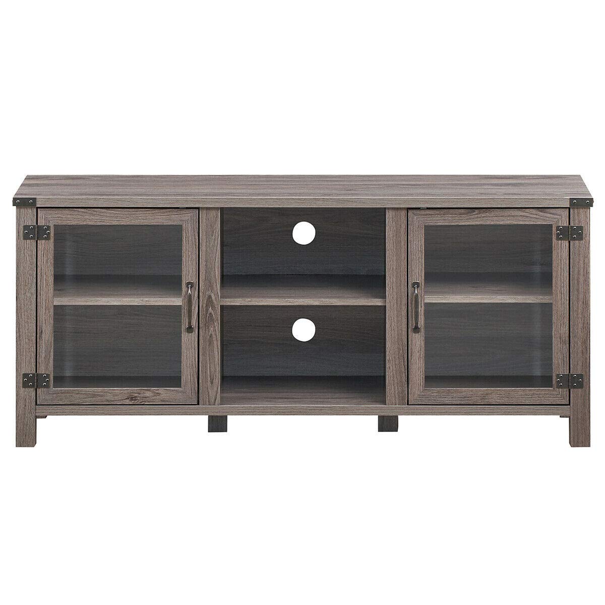 Modern TV Stand with 2-Tier Shelves & Large Cabinets - Entertainment Center for 65 Inch Flat Screen TV | Ample Storage Space, Cable Management & Wooden Legs | Perfect for Living Room, Home Theater & Family Entertainment Areas