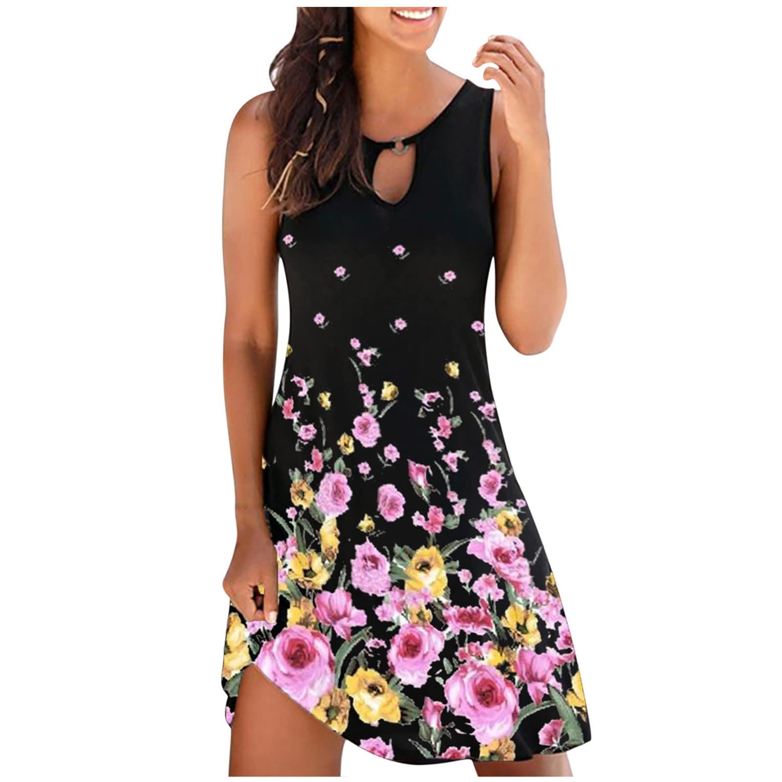 Elegant Floral Summer Dresses for Women 2022 | Plus Size Boho Midi Sundress | Sleeveless Casual Dress for Beach, Vacation & Outdoor Parties