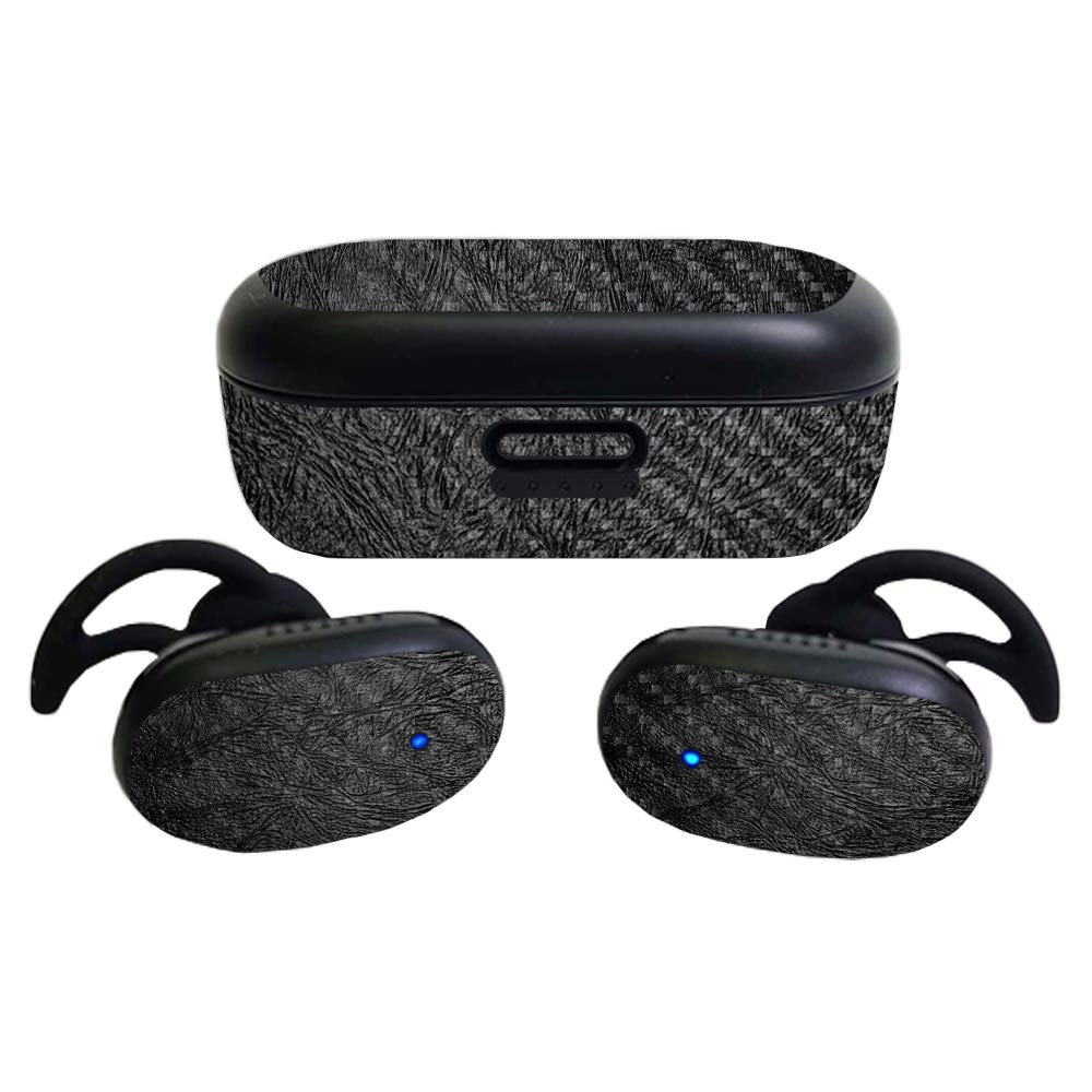 Bose QuietComfort Earbuds (2020) Glossy Glitter Protective Skin Cover - Black Leather Design for Stylish Protection | Perfect for Travel, Workouts & Daily Use