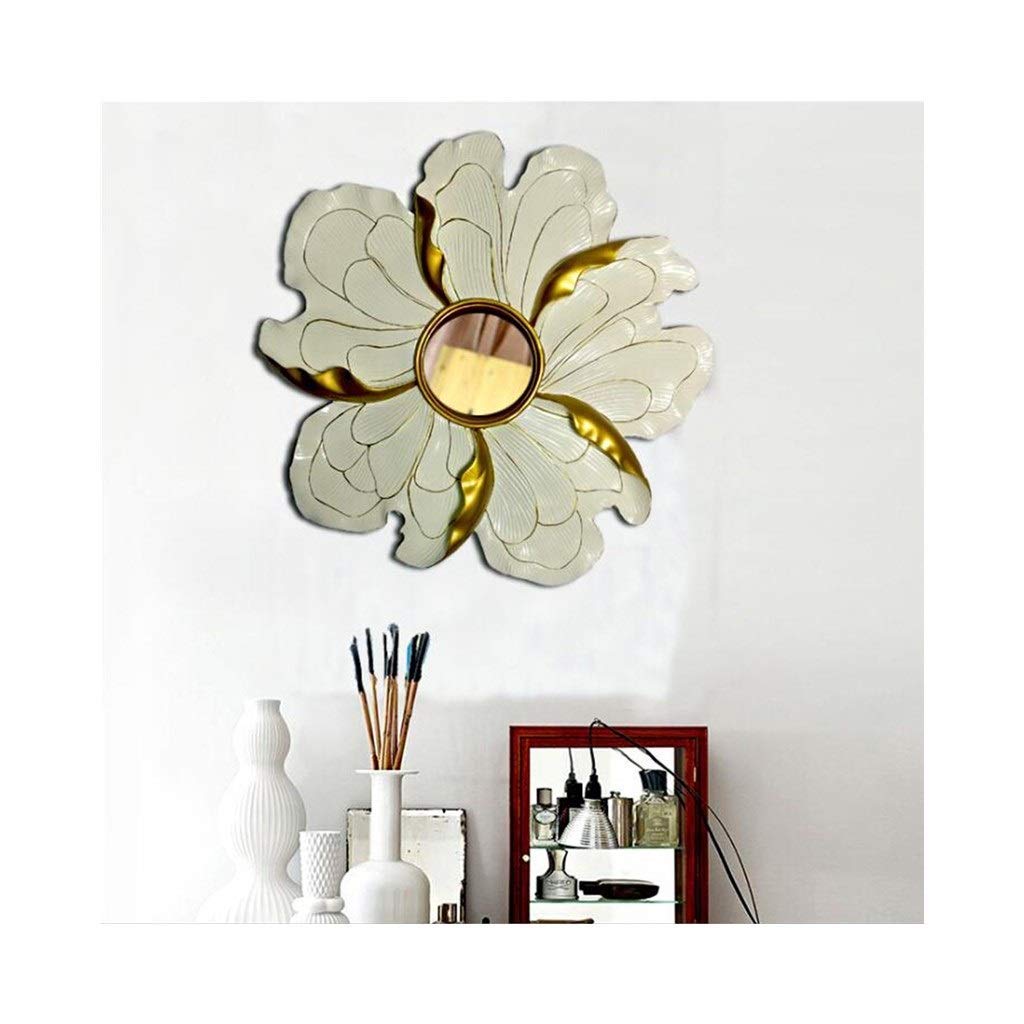 Vintage Round Wall Mirror with Antique Gold Bauhinia Resin Frame - Elegant Home Decor for Entryway, Bathroom & Living Room | Perfect for Boho, Farmhouse & Modern Interior Design Styles