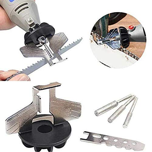 Professional Chainsaw Sharpening Kit - Grinding Tool & Power Drill Hand Sharpener for Garden & Woodworking - ALI88 (Silver) - Perfect for Chainsaw Maintenance, DIY Projects & Outdoor Landscaping