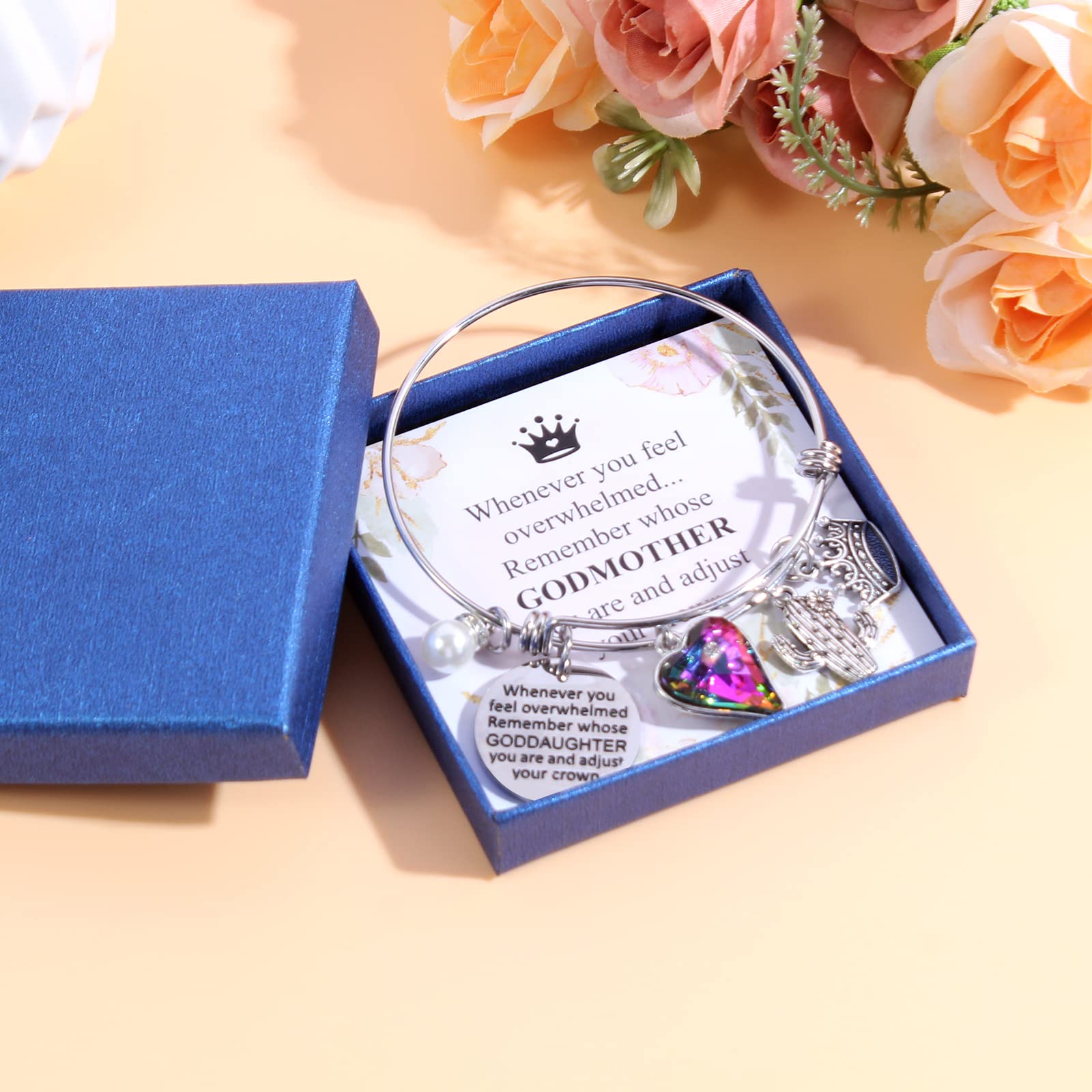 Inspirational Charm Bracelets for Women & Teen Girls - Christmas, Birthday Gifts for Aunt, Mom, Godmother, Grandma, Niece, Sister & Goddaughter | Elegant Bangle Jewelry for Special Occasions & Daily Wear
