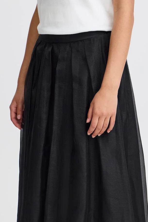Stylish Meko Midi Skirt for Women - Classic Black Flowy Skirt | Perfect for Office, Date Night & Casual Outfits | Comfortable & Fashionable