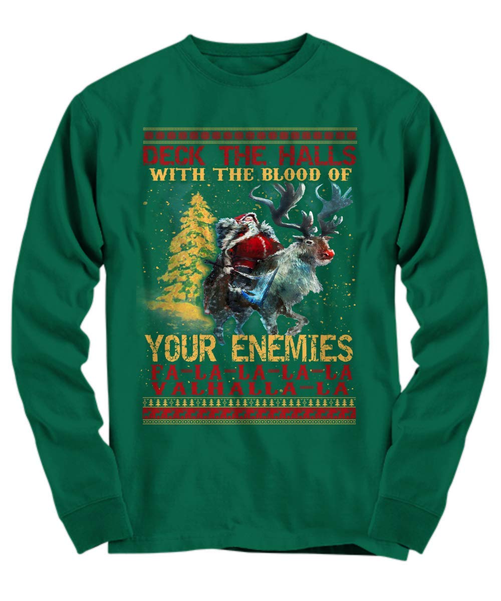 Viking Ugly Christmas Sweater - Long Sleeve Shirt for Holiday Parties