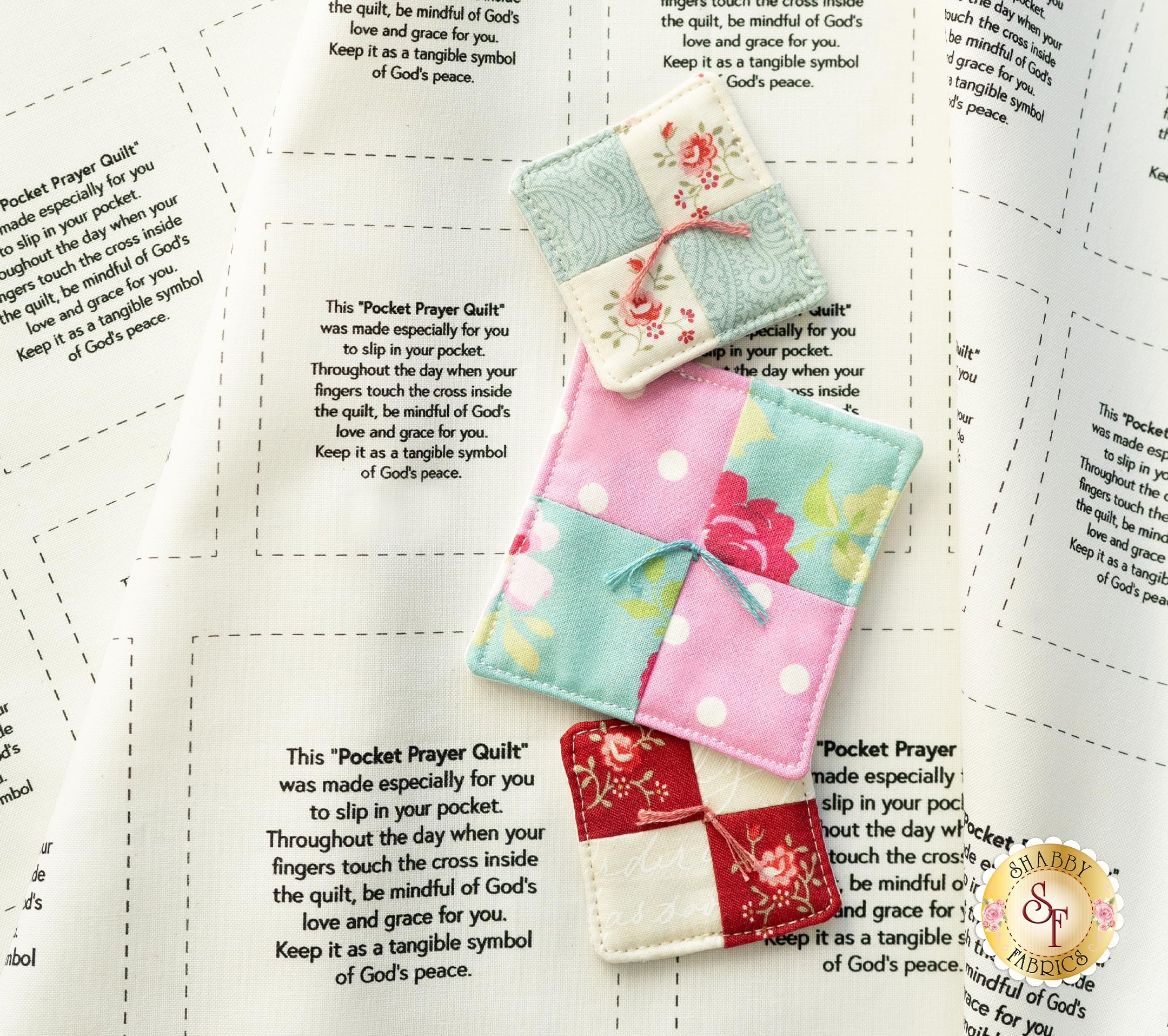 Shabby Fabrics Pocket Prayer Quilt Panel - Natural Cotton Handmade Quilting Fabric for DIY Crafts, Home Decor & Gift Giving - Perfect for Prayer Groups, Church Events & Comforting Loved Ones