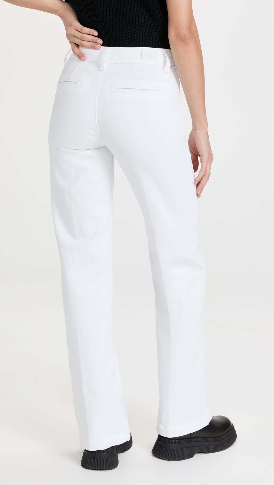 PAIGE Women's Leenah Crisp White Pants - High Waisted Slim Fit Ankle Pants for Work, Office & Casual Wear