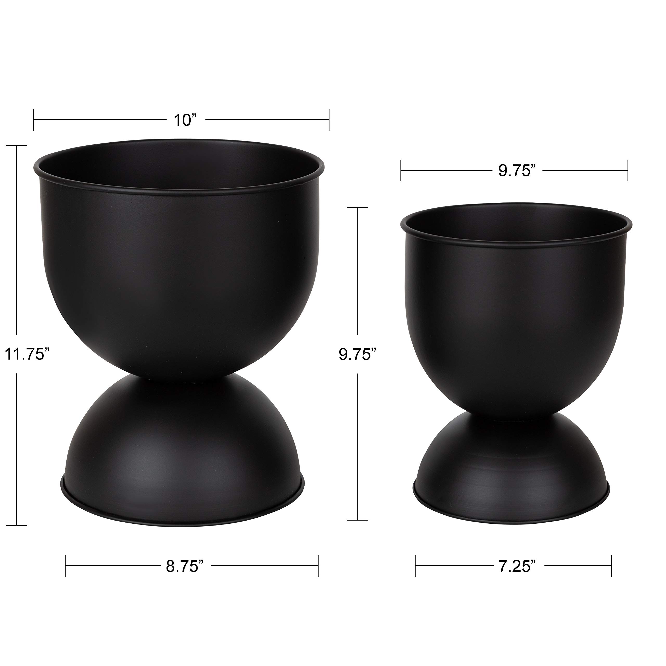 Kate and Laurel Volz Modern Indoor Planter Set of 2 - Black Ceramic Flower Pots for Plants | Stylish Home Decor for Living Room, Office & Shelf Display