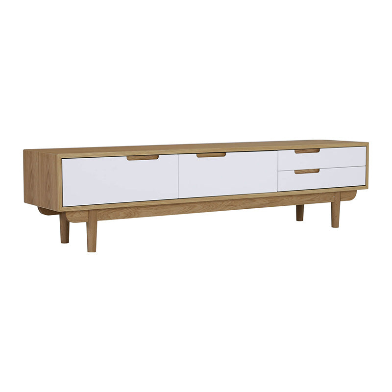 NAKULA 185.5cm Entertainment TV Stand with Storage - Natural & White Modern TV Console for Living Room - Perfect for Home Theater Setup & Living Room Organization