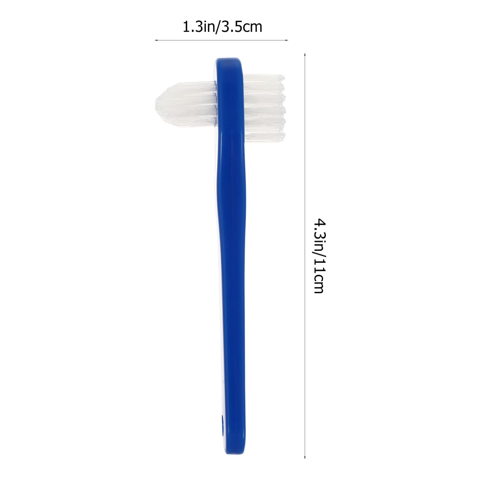 Dual Head Toothbrush Cleaner - 2 Pack Hard Bristle Toothbrush for Deep Cleaning, False Teeth & Dentures (White & Blue) - Perfect for Travel, Home & Dental Care