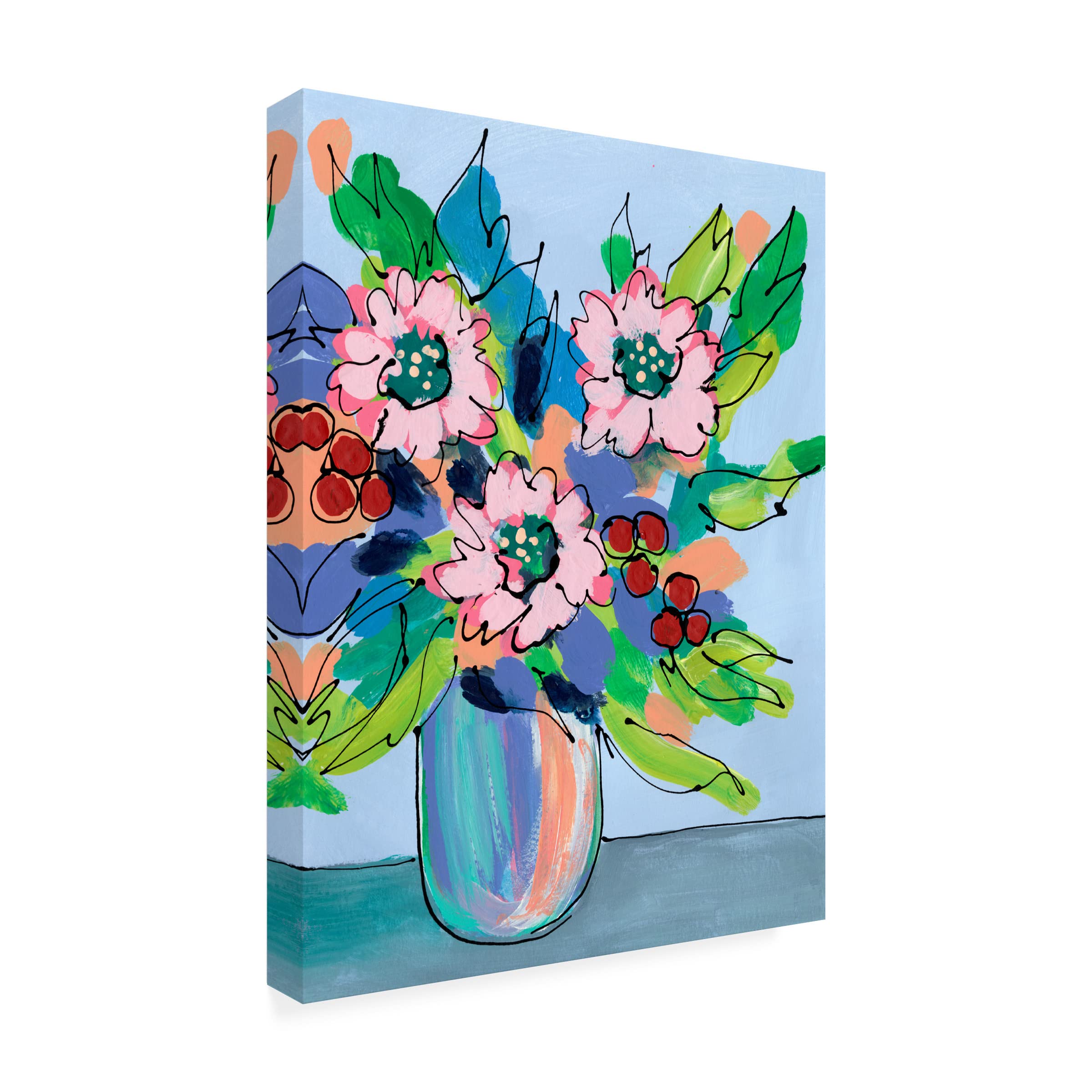 Regina Moore 'Rowdy Floral II' Canvas Wall Art Print - Modern Botanical Home Decor for Living Room, Bedroom & Office