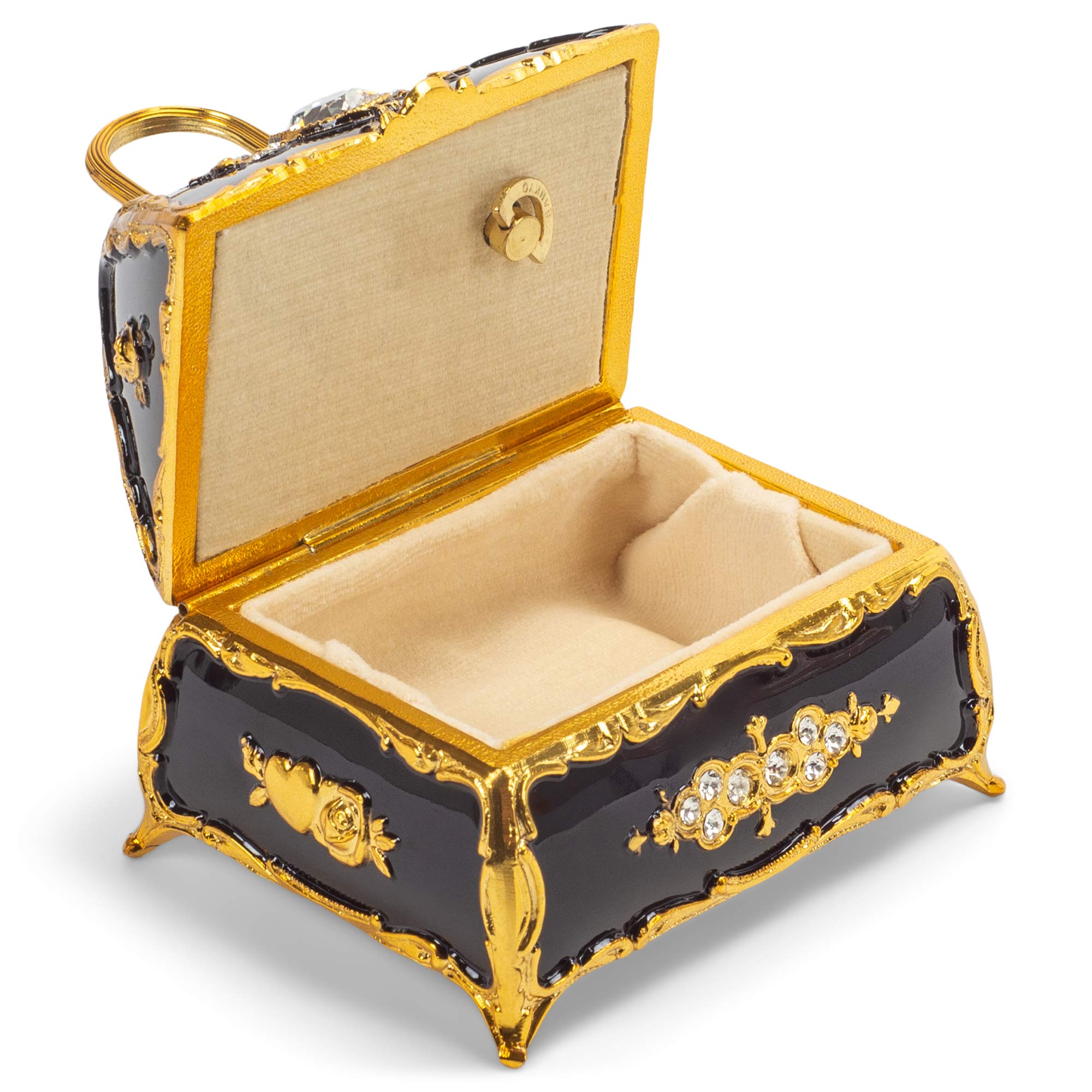 Elegant Black Handbag-Shaped Music Box with Swarovski Crystals - Plays 'Für Elise' | Jewelry Storage & Decorative Gift for Women (Perfect for Birthdays, Anniversaries & Home Décor)
