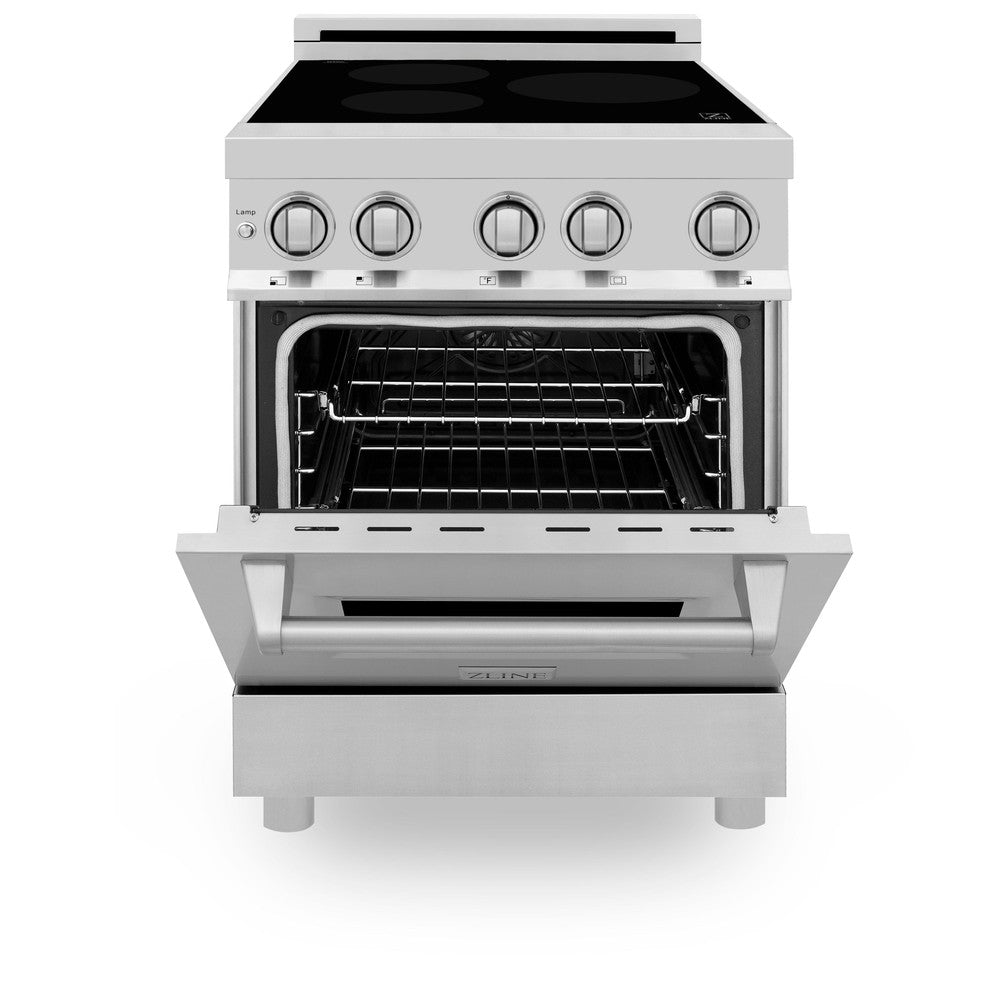 ZLINE 24 Inch 2.8 Cu. Ft. Stainless Steel Induction Range with 4-Element Cooktop & Convection Oven - Perfect for Modern Kitchens, Home Chefs & Restaurant-Style Cooking (RAIND 24)