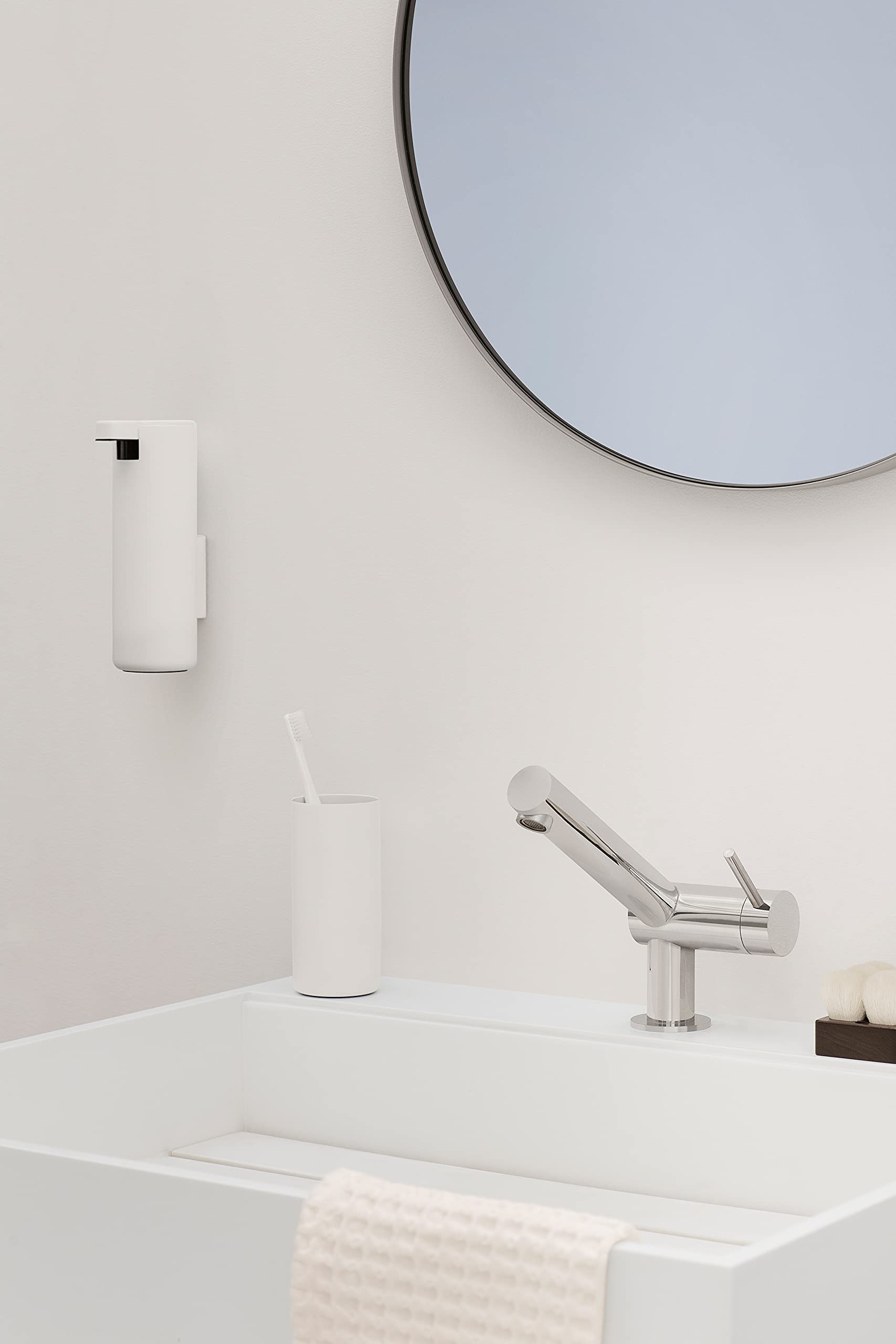 Blomus MODO Bathroom Tumbler - White Titanium Coated Toothbrush Holder & Cup for Modern Bathroom Decor | Stylish and Durable Bath Accessory