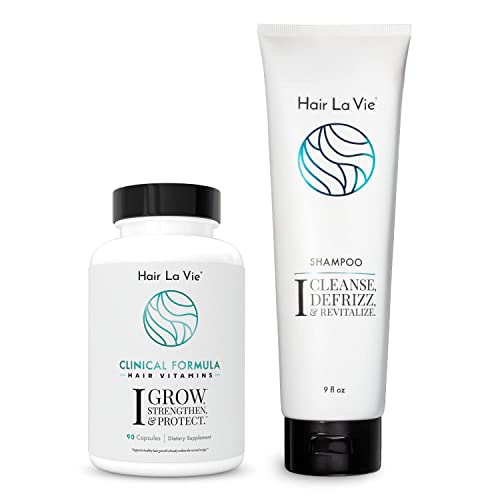 Hair La Vie Clinical Formula Hair Growth Vitamins & Shampoo Bundle - Tea Tree, Peppermint Oil, Keratin & Saw Palmetto for Thicker Hair & Scalp Health | Sulfate-Free, Paraben-Free | Perfect for Thinning Hair & Daily Hair Care Routine