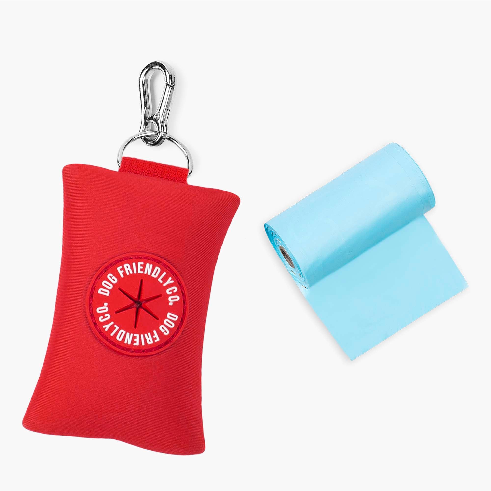 Eco-Friendly Dog Poop Bag Holder - Red | Leash Attachment for Easy Cleanup | Perfect for Walks, Hikes & Outdoor Adventures