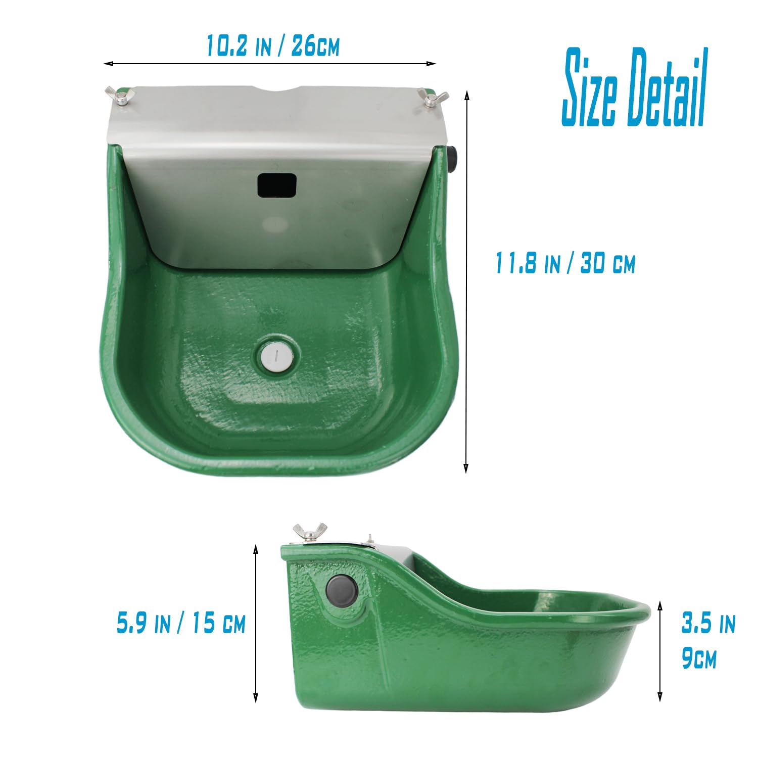 Automatic Water Bowl for Dogs, Horses, Cattle & Livestock - 3L Heavy Duty Cast Iron Waterer with Brass Float Valve & Drainage Hole | Perfect for Barns, Stables & Outdoor Animal Care