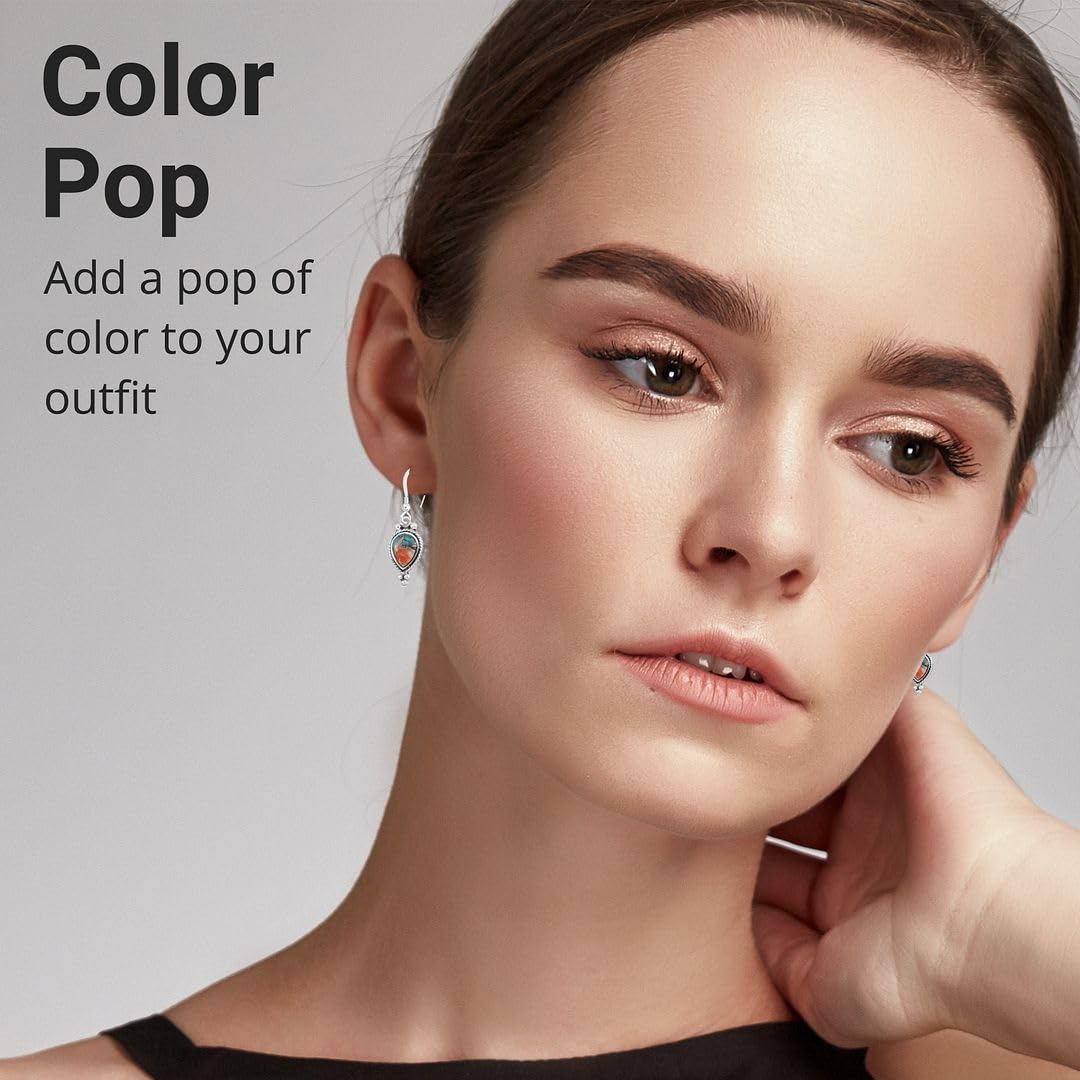 925 Sterling Silver Turquoise Drop Dangle Earrings for Women - Boho Western Jewelry, Birthday Gift for Her, Perfect for Casual Wear & Special Occasions