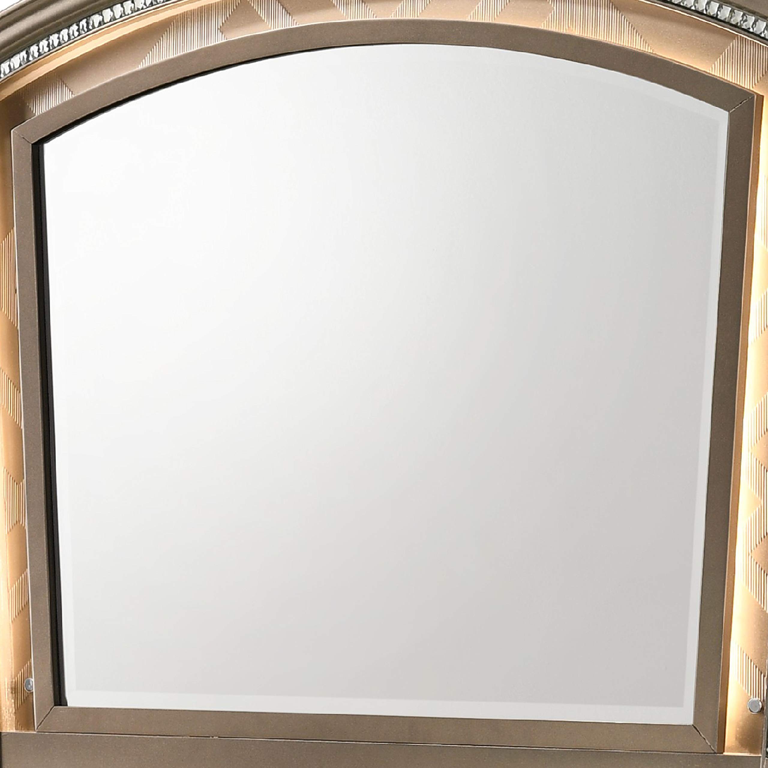 Benjara Transitional Wooden Arch Top Mirror with Molded Details - Gold Finish Wall Mirror for Living Room, Bedroom, or Entryway Decor