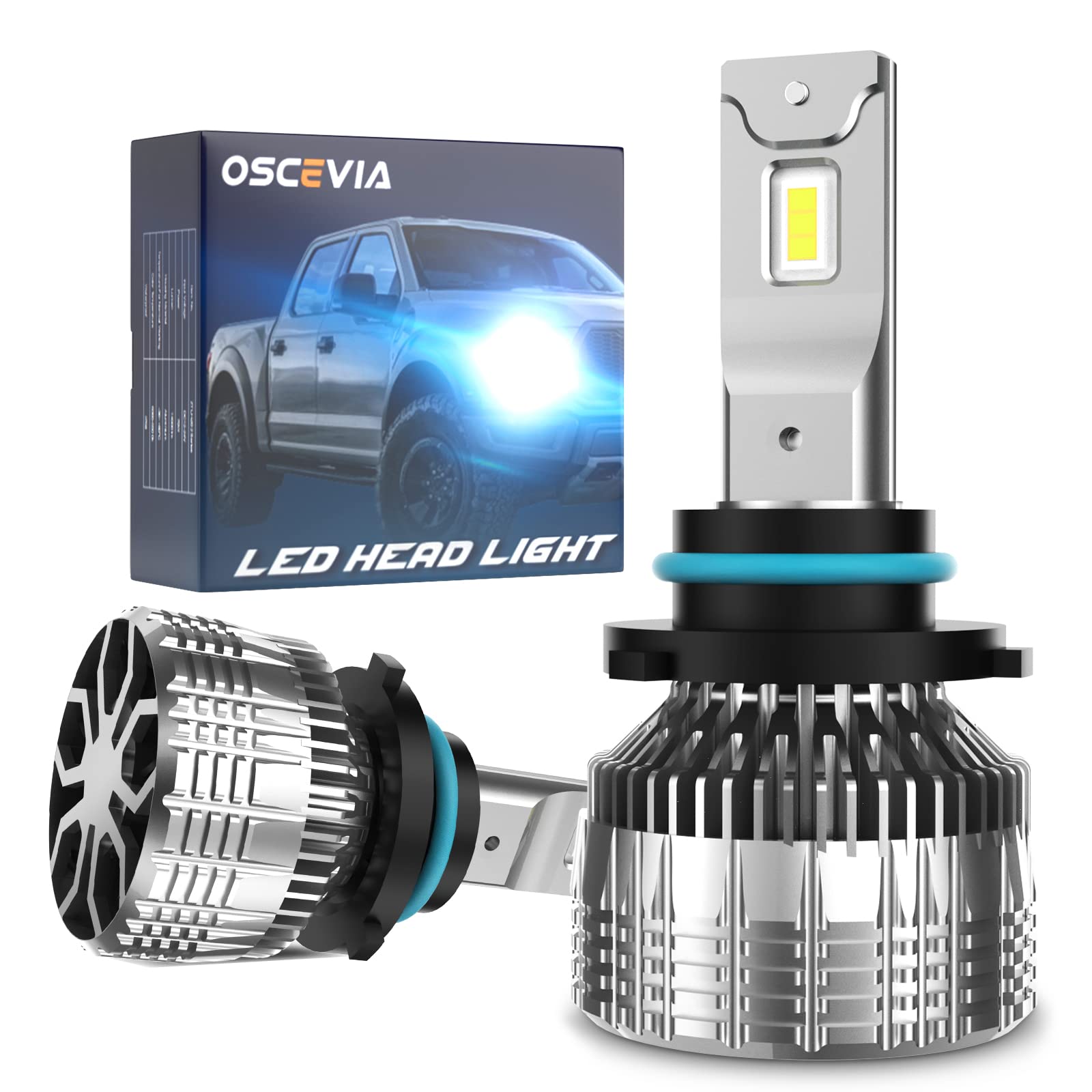 OSCEVIA 9007/HB5 LED Headlight Bulbs - 70W 14000LM Super Bright Conversion Kit, 6500K Cool White High/Low Beam, IP68 Waterproof, Plug and Play - Perfect for Night Driving, Foggy Conditions & Off-Road Adventures (Pack of 2)