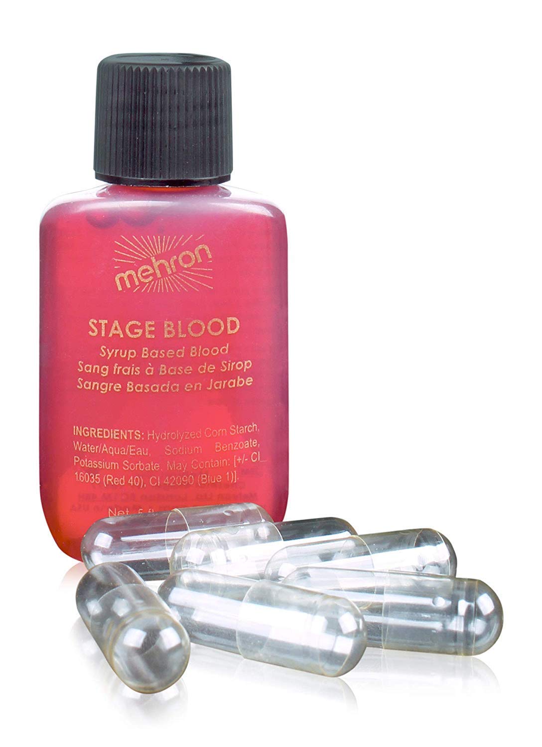 Mehron Stage Blood with Capsules - Professional Special FX Makeup for Halloween, Theater & Film - Realistic Fake Blood for Costumes & Special Effects