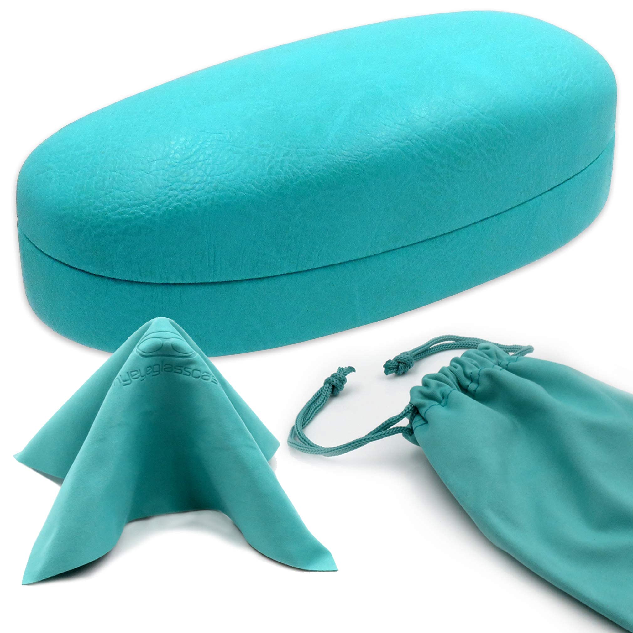 Hard Shell Sunglasses Case for Women - Durable Eyeglass Holder with Pouch & Cleaning Cloth - Large Protective Glasses Storage Case for Travel, Work, and Everyday Use