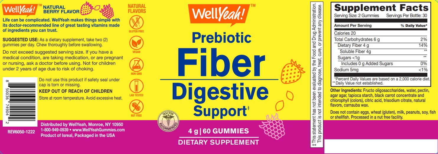 Prebiotic Fiber Gummies for Adults - Digestive Health Supplement for Women & Men | Vegan, Gluten-Free, Non-GMO Berry Flavor | 60 Count Gummy Vitamins | Supports Gut Health & Regularity for Active Lifestyles
