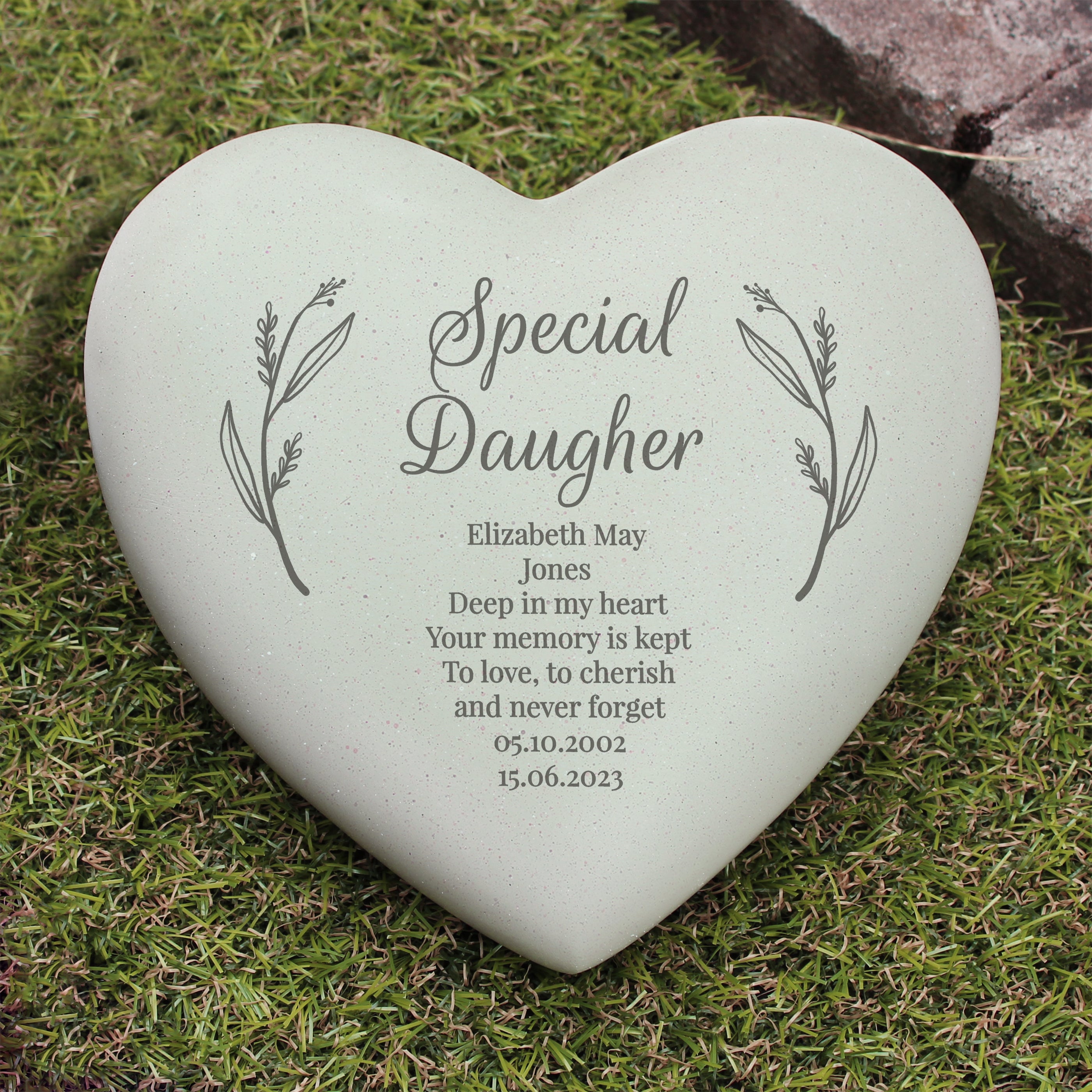 Personalized Heart-Shaped Memorial Grave Marker - Custom Engraved with Free Text - Perfect for Cemetery, Garden, or Home Memorial Displays