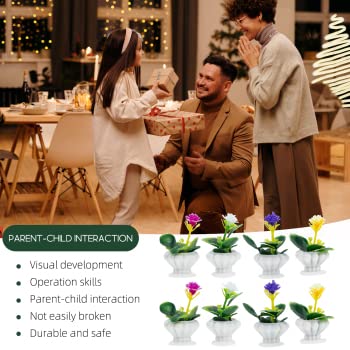 HANABASS 8 Pcs Mini Potted Flower Figurines - Realistic Dollhouse Plants for Miniature Garden & Micro Landscape - Perfect for DIY Dollhouse Decor, Fairy Garden Accessories, and Tabletop Displays