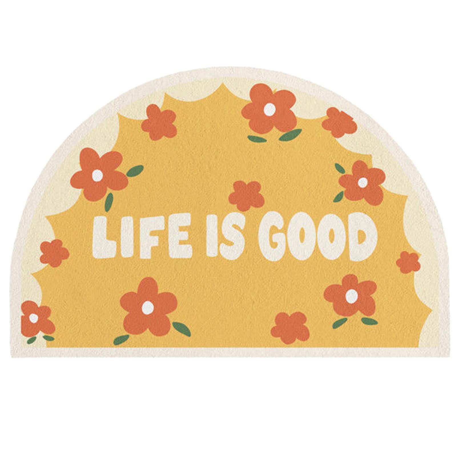 AYYUFE Floral Letter Pattern Non-Slip Door Mat - Soft Imitated Cashmere Semi-Circle Floor Cushion for Home Decor | Perfect for Entryway, Living Room & Bedroom