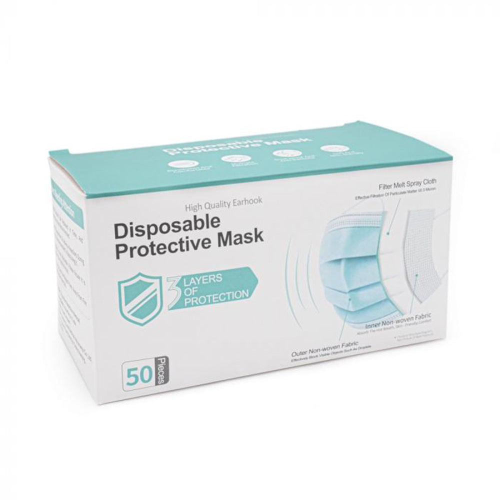 50 Pack Blue Disposable Face Masks - 3 Ply Breathable Protection for Daily Use, Travel & Public Safety | FDA Approved Dust & Pollen Filter