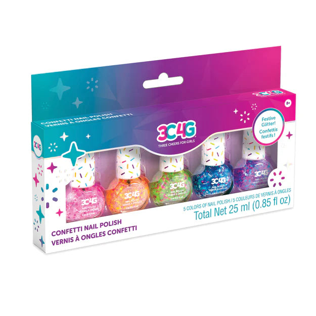 3C4G Confetti Nail Polish - Long Lasting Glitter Nail Varnish with Colorful Sequins for Party, Wedding & Special Occasions