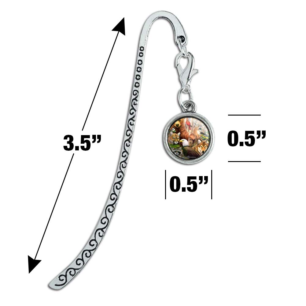 Bear Eagle Cougar Wolf Raccoon Deer Animal Themed Metal Bookmark Set - Unique Wildlife Page Markers with Charms for Book Lovers, Readers & Gift Giving