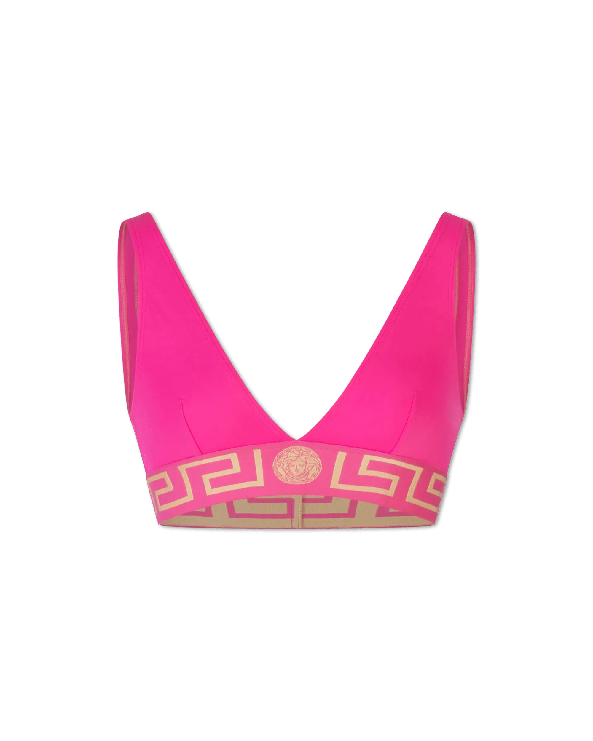 Greek Key V Neck Bikini Top - Women's Stylish Swimwear for Beach & Pool - Perfect for Summer Vacations and Tropical Getaways