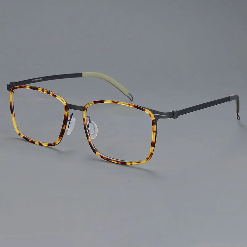 CCspace Unisex Full Rim Square Screwless Titanium Eyeglasses 57174 - Lightweight Durable Frame for Men & Women - Perfect for Reading, Work & Everyday Use