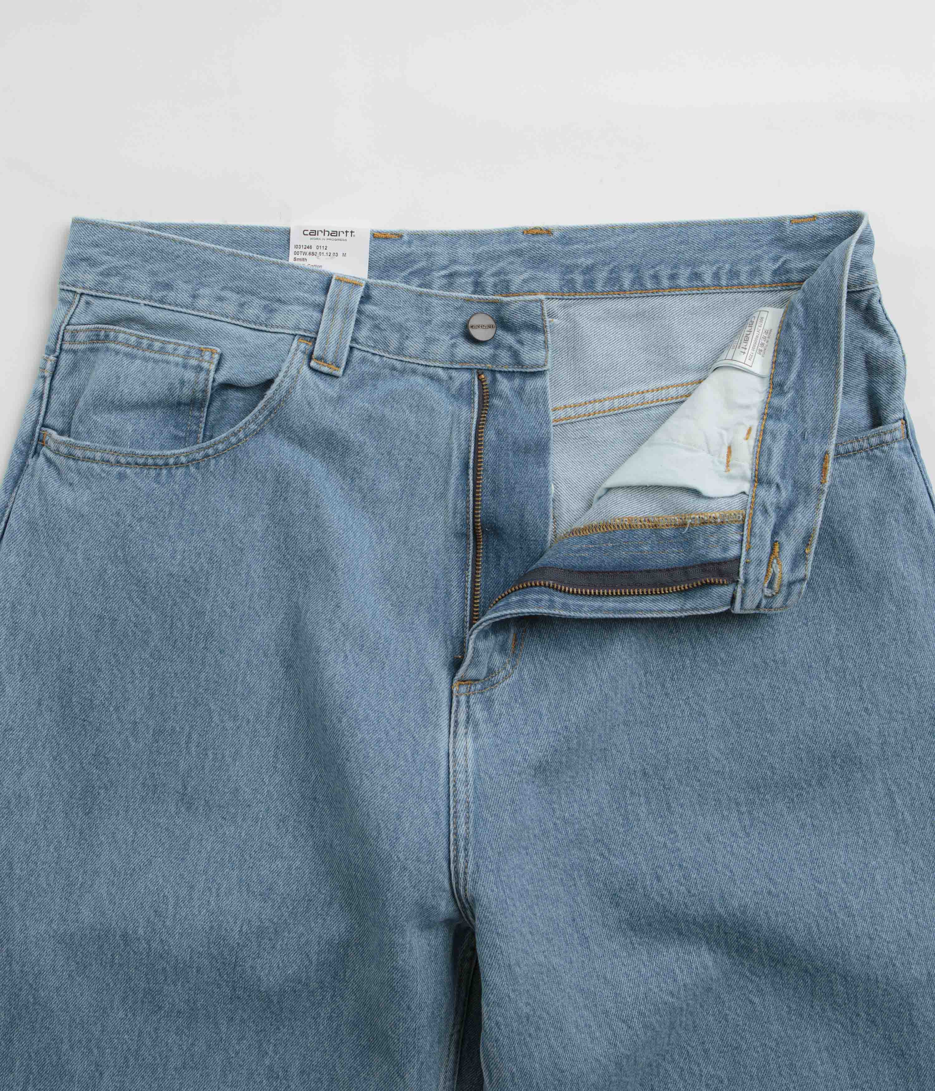 Carhartt Brandon Denim Pants for Men - Blue Stone Bleach Wash, Durable Work Pants for Construction & Outdoor Activities