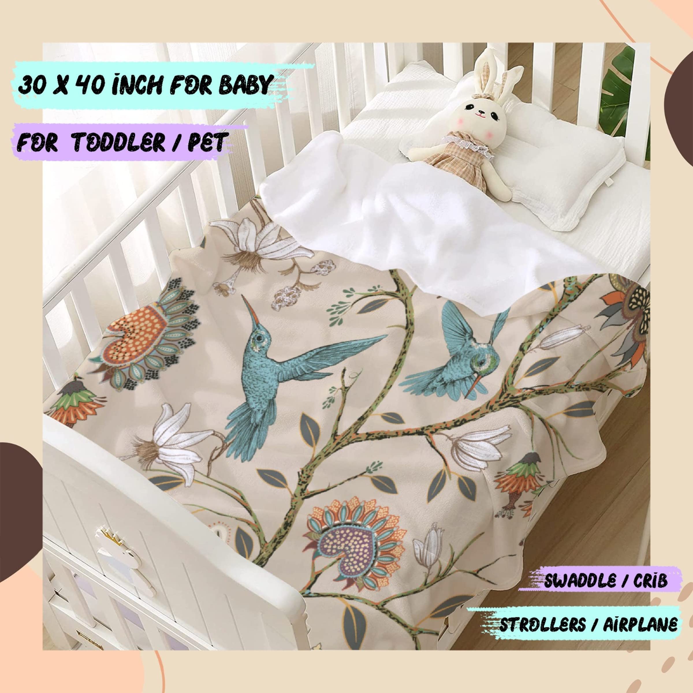 Stylish Floral Hummingbird Fleece Throw Blanket - Ultra Soft 40x50 Inch Cozy Blanket for Bed, Couch & Travel - Perfect Gift for Kids & Home Decor