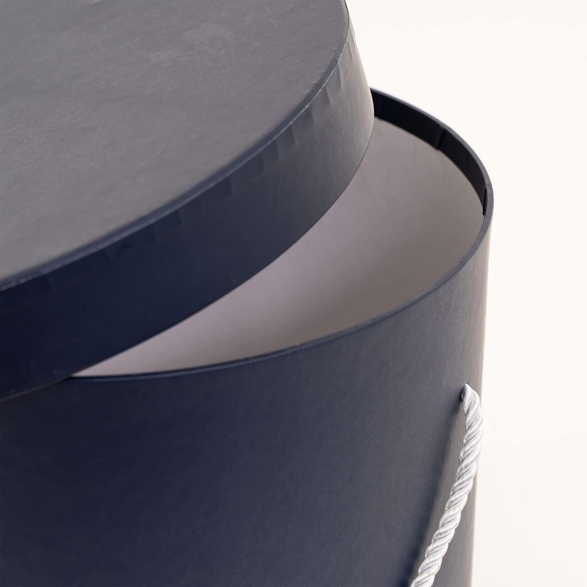 Elegant Round Gift Boxes with Lids - 3pc Navy Flower Box Set for Weddings & Gifts