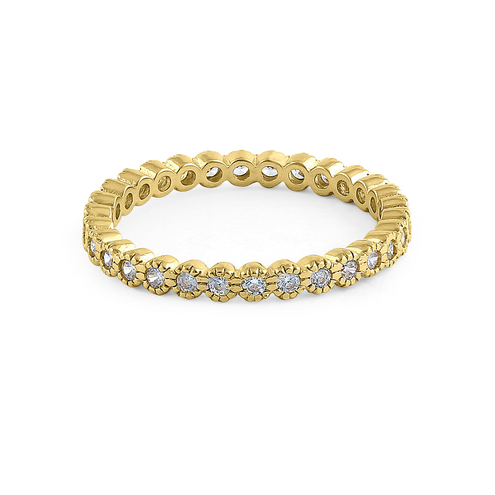 14K Yellow Gold Eternity Diamond Band Ring - 0.52 ct Round Cut Diamonds, Wedding Anniversary Gift, Stackable Ring for Women, Perfect for Bridal Jewelry & Special Occasions