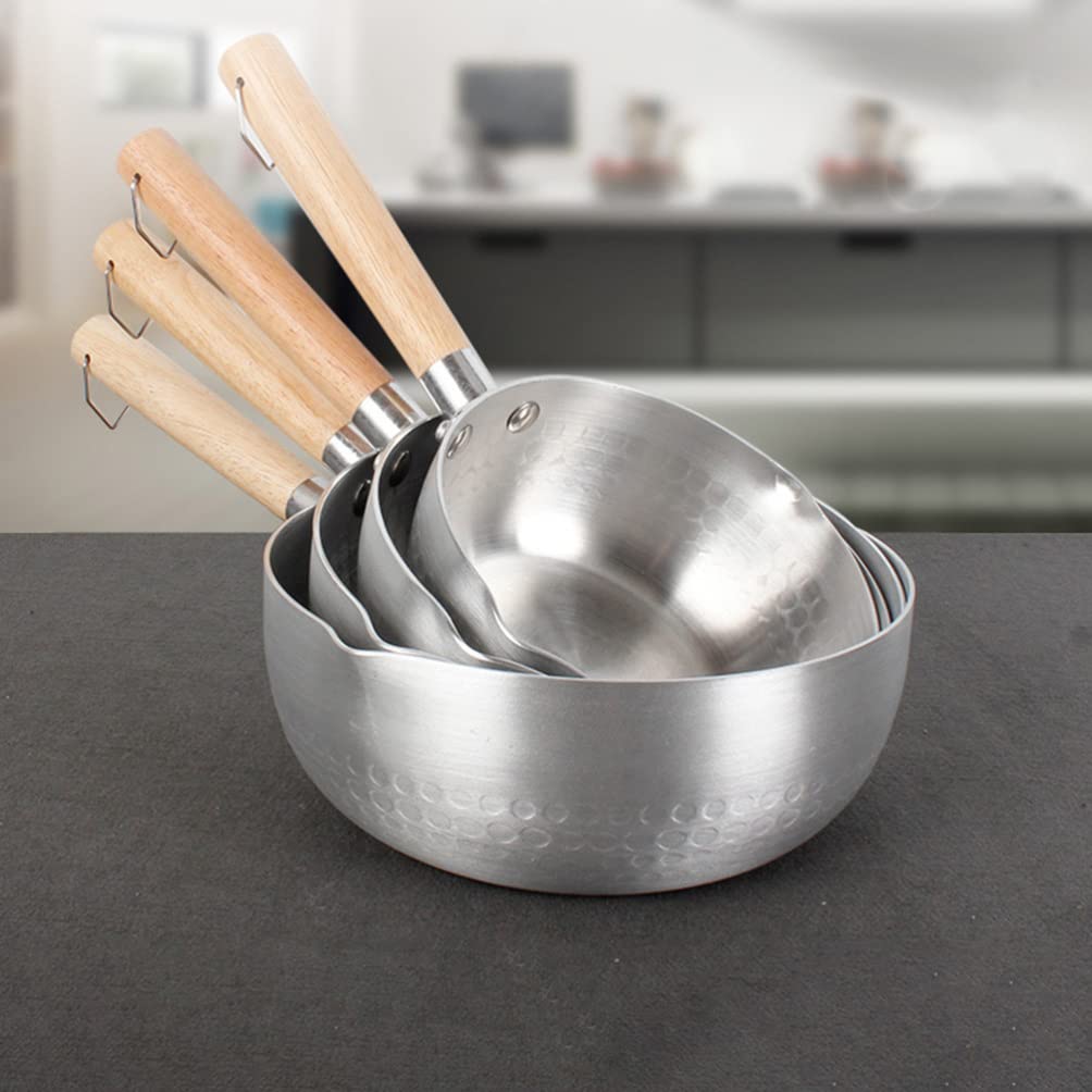 DOITOOL Stainless Steel Snow Pan with Wood Handle - Japanese Style Sauce Pan, Milk Pan, Soup Pot for Cooking, Kitchen Cookware - Perfect for Making Sauces, Stews, and Soups at Home