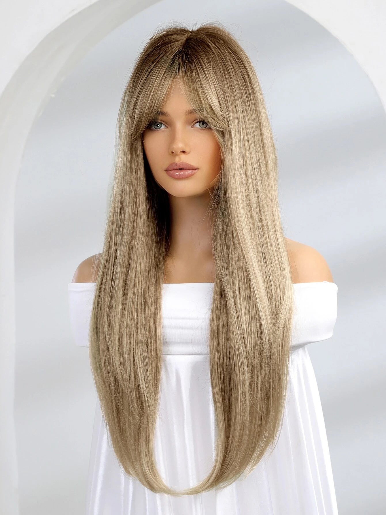 Straight Synthetic Hair Wig with Bangs - Natural Look & Comfortable Wear for Cosplay, Halloween, and Daily Fashion