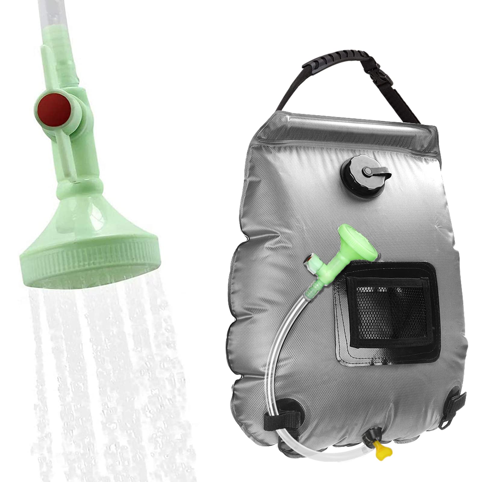 5 Gallon Solar Shower Bag - Portable 20L Camping Shower with Removable Hose & On/Off Switchable Shower Head - Ideal for Beach, Swimming, Hiking, RV Trips and Outdoor Adventures