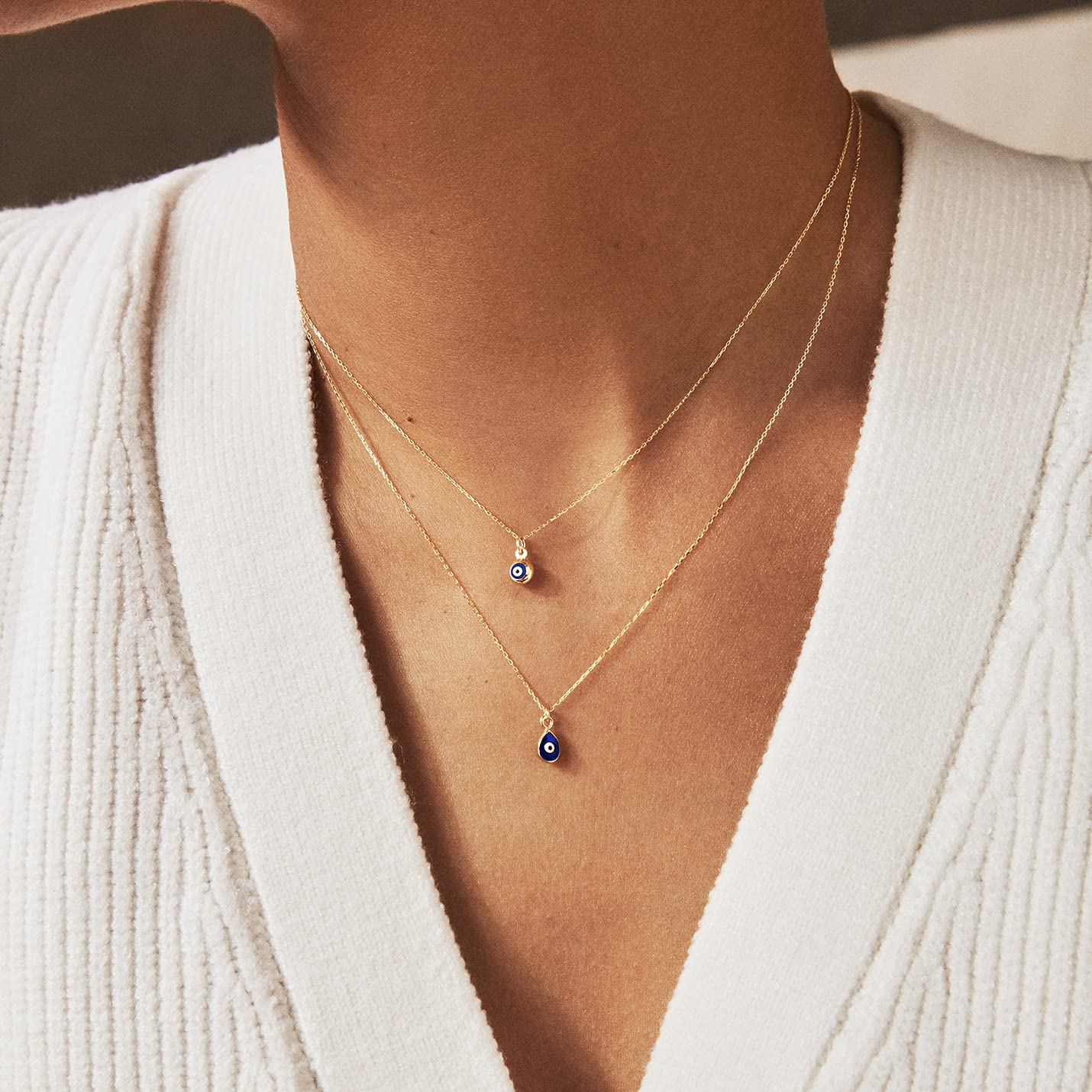 14K Solid Gold Evil Eye Pendant Necklace for Women | Protective Jewelry Gift for Her | Perfect for Everyday Wear, Spiritual Protection & Special Occasions