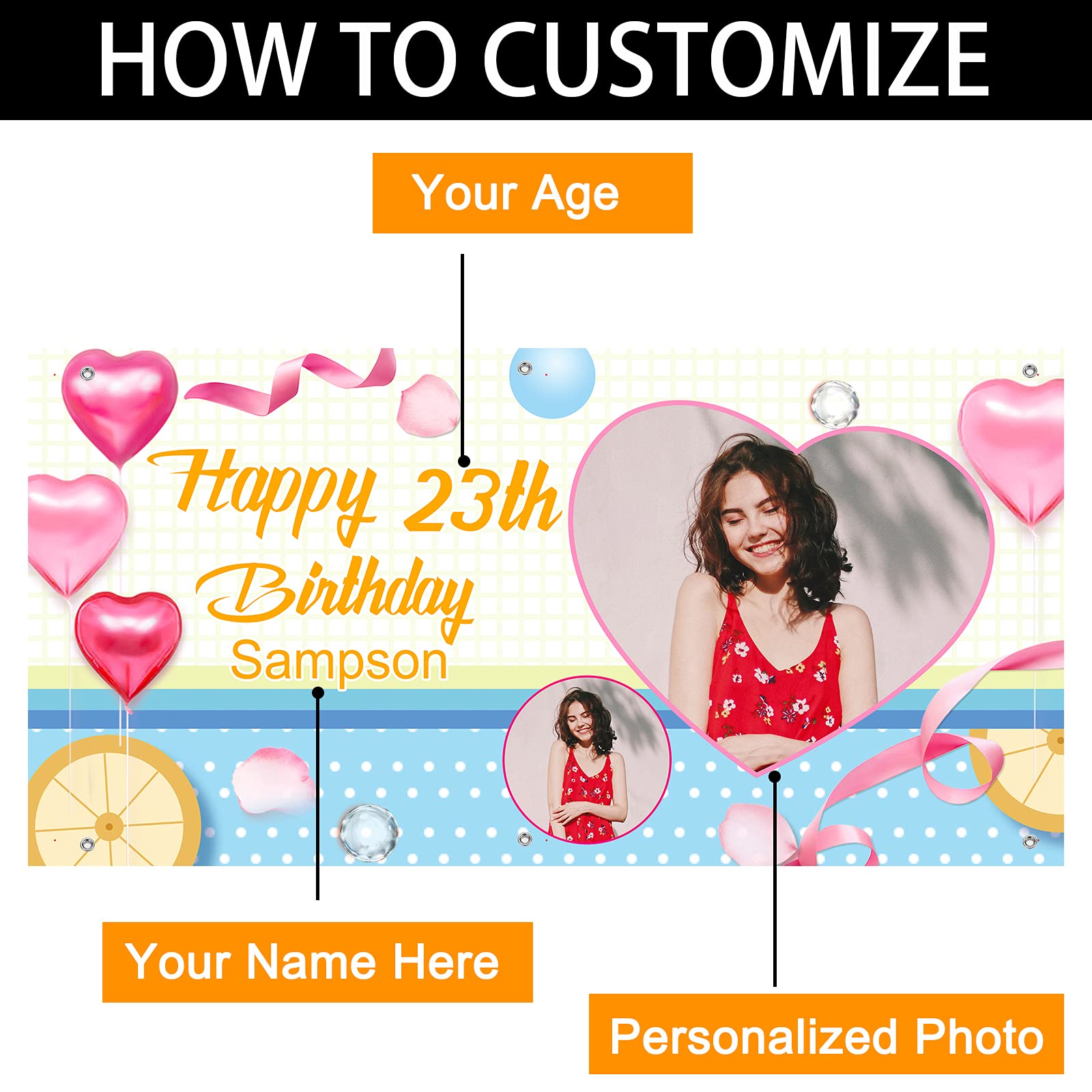 Personalized Happy Birthday Banner with Photo & Name - Custom Rose Gold & Black Anniversary Party Backdrop for Women, Men & Kids | Perfect for Birthday Celebrations, Baby Showers & Special Events