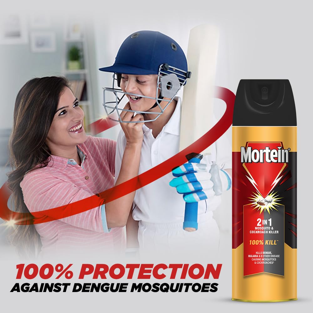 Mortein 200ml 2-in-1 Mosquito & Cockroach Killer Spray - Fast-Acting Insecticide with Lemon Fragrance | 100% Kill Guarantee | Indoor & Outdoor Pest Control for Home, Kitchen, Garden (Pack of 2)