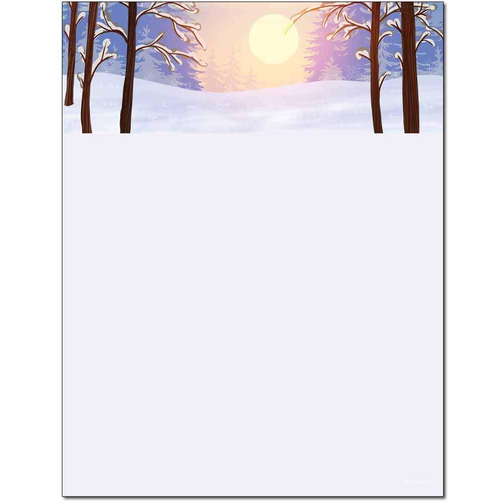 Premium Winter Sunrise Letterhead Paper - 100 Sheets for Laser & Inkjet Printers - Elegant Stationery for Business Correspondence, Holiday Greetings & Office Documents