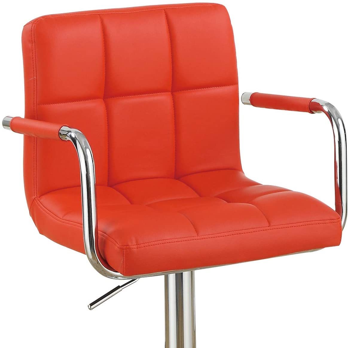 Modern Red Faux Leather Bar Stools Set of 2 - Adjustable Height Counter Stools for Kitchen Island, Dining & Home Bar - Contemporary PU Leather Bar Chairs with Footrest (24.8