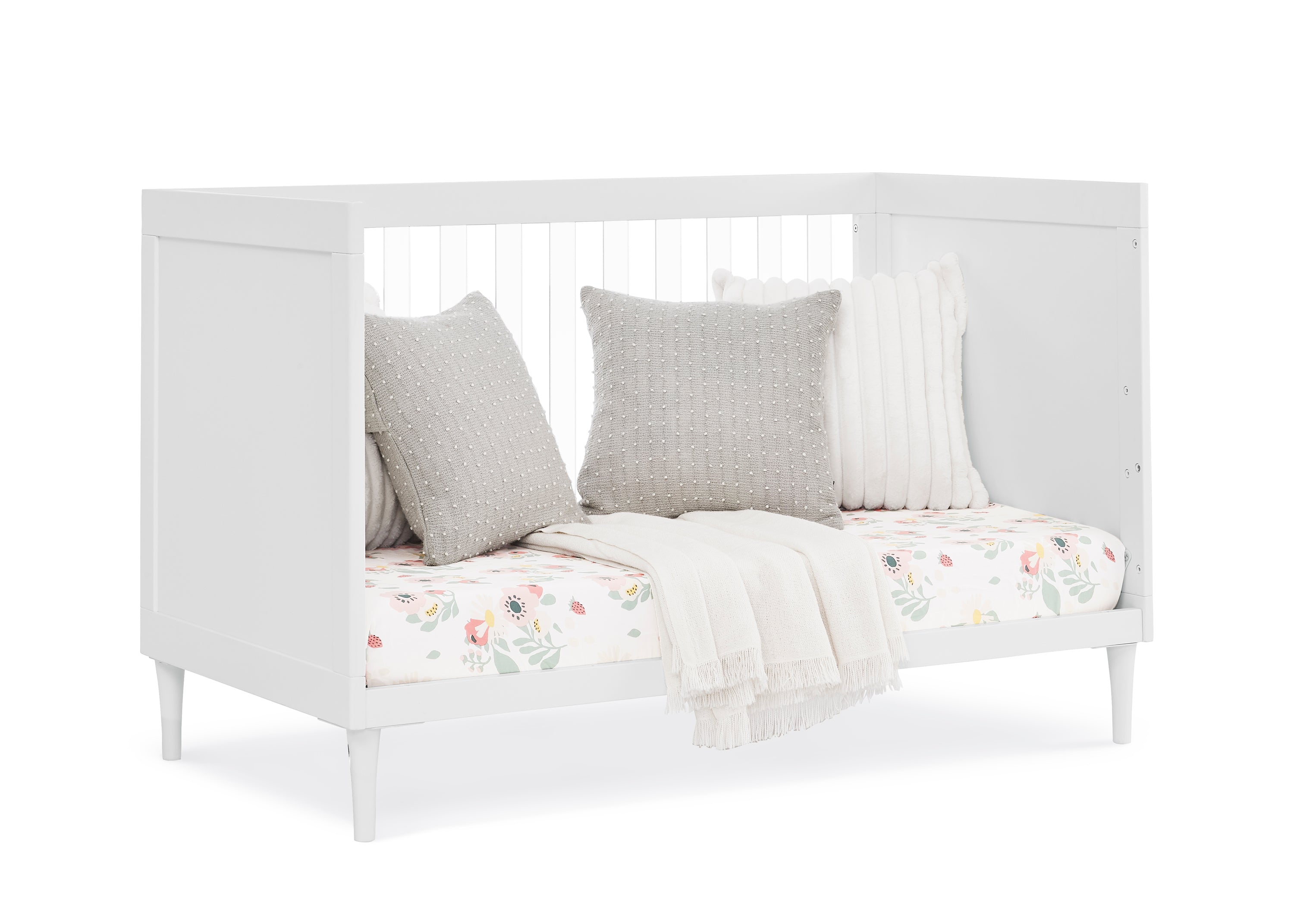 Bowie 4-in-1 Convertible Baby Crib - Toddler Bed, Daybed & Full-Size Bed - Safe & Stylish Nursery Furniture for Newborns to Teens - Perfect for Baby Rooms, Daycare Centers & Guest Bedrooms
