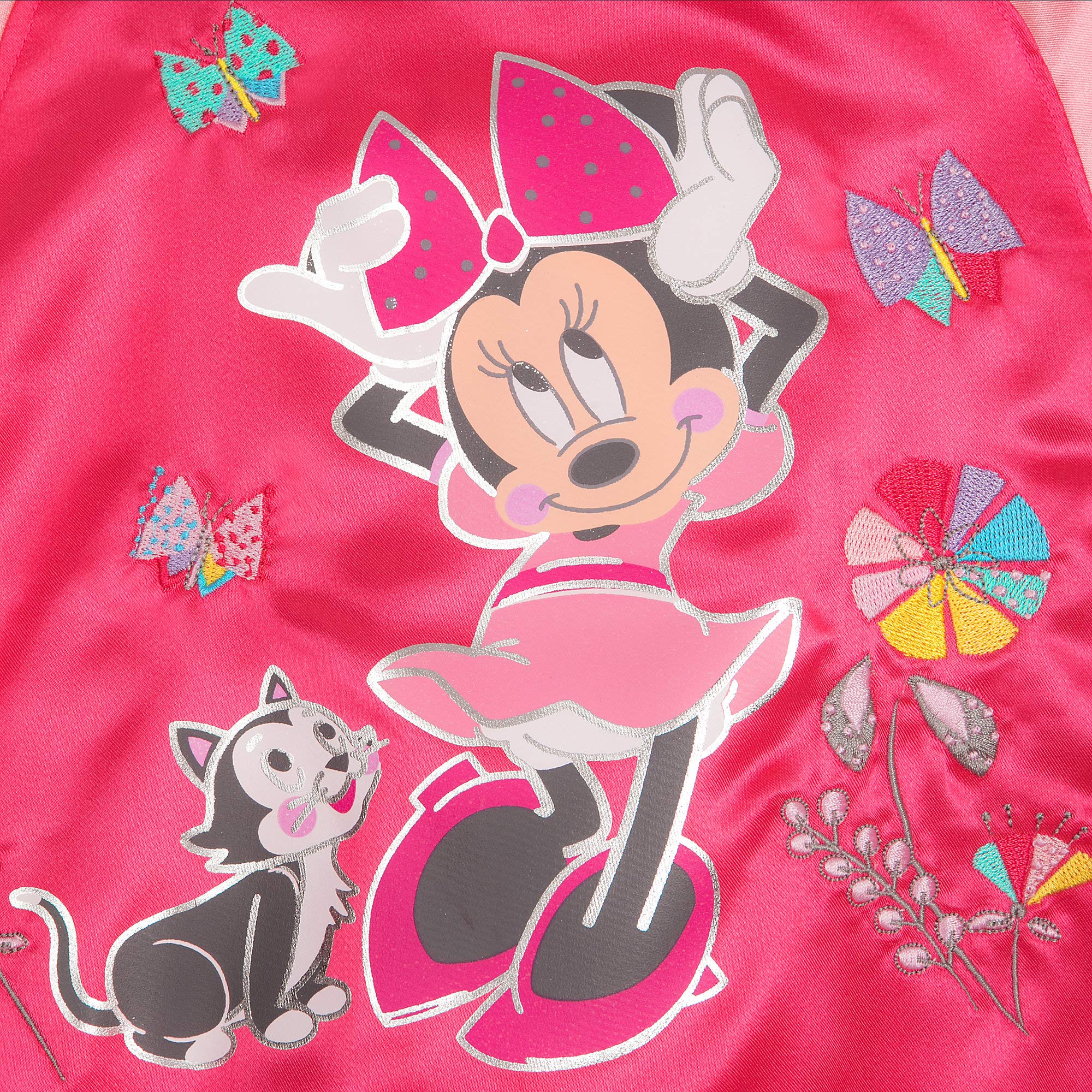 Disney Minnie Mouse Pink Varsity Jacket for Girls - Cute Cartoon Character Coat for School, Halloween & Disney Theme Parties